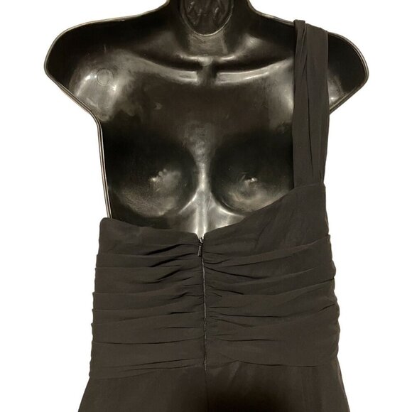 Thread One Shoulder Draped Maxi Dress 20 Formal Sheer Chiffon Mesh Goth Grunge - Picture 6 of 9